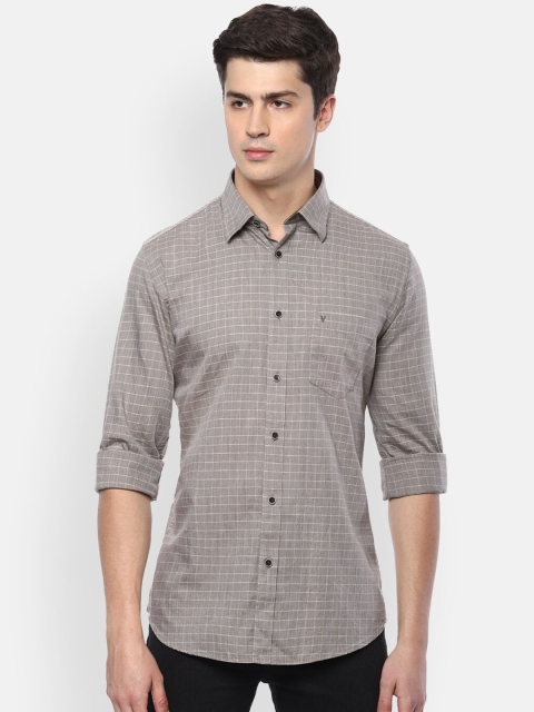 

Van Heusen Sport Men Grey & Cream-Coloured Slim Fit Checked Casual Shirt