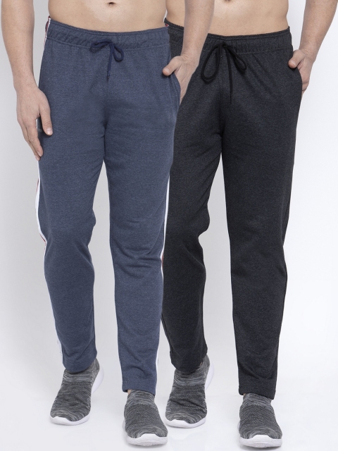 

NEUDIS Men Pack Of 2 Solid Structured-Fit Track Pants, Navy blue