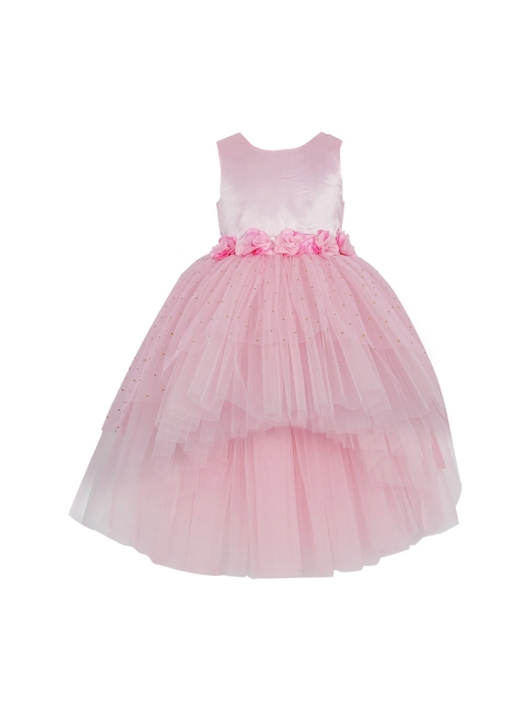 

Toy Balloon kids Girls Pink Solid Hi-Low Fit & Flare Dress