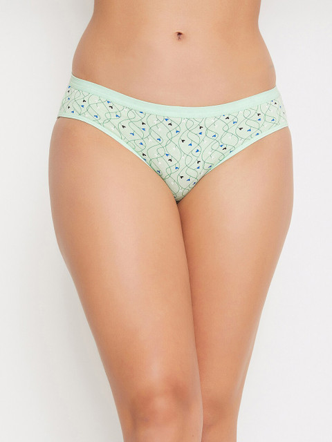 

Clovia Women Green & Black Printed Low-Rise Bikini Briefs PN3456A11