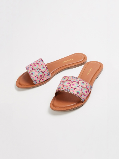 

Melange by Lifestyle Women Pink Printed Fabric Open Toe Flats