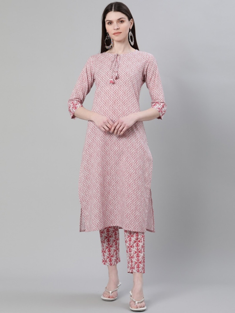 

ZIYAA Women Pink Printed Kurta with Trousers