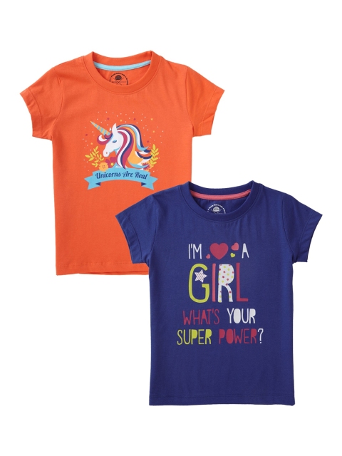 

Cub McPaws Girls Blue Printed Round Neck T-shirt