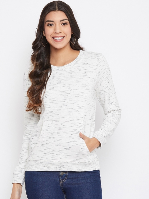 

Nun Women White Self Design Sweatshirt