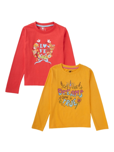 

Cub McPaws Girls Pack of 2 Multicoloured Printed Round Neck T-shirt, Multi