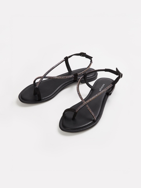

Melange by Lifestyle Women Black Solid PU Open Toe Flats