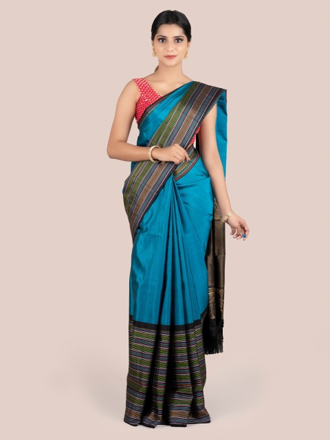 

Pothys Blue Pure Silk Solid Mysore Silk Saree