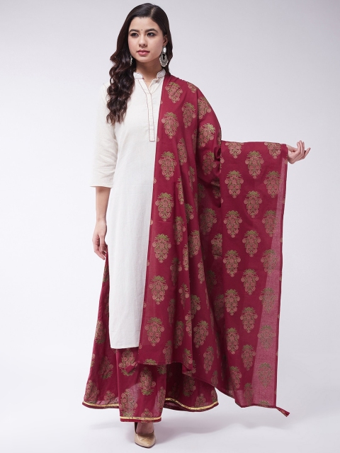 

InWeave Maroon Printed Dupatta