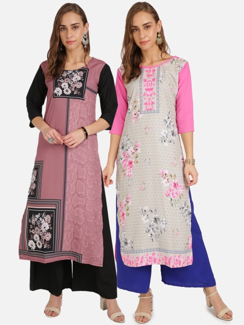

Florence Women Multicoloured Printed Straight Kurta Pack of 2, Multi