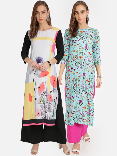 

Florence Women Multicoloured Set of 2 Printed Straight Kurta, Multi