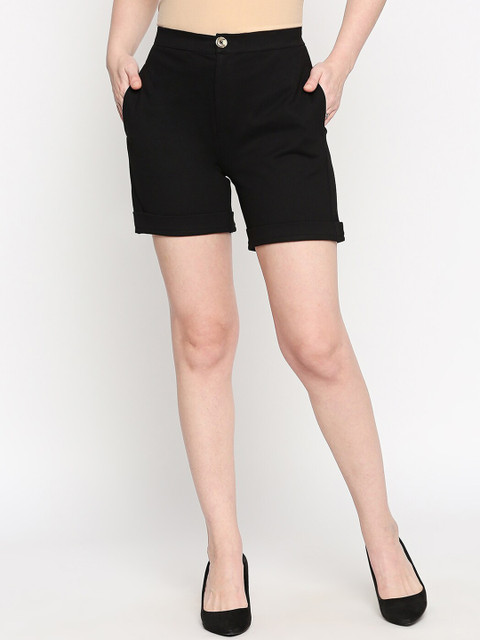 

inocenCia Women Black Solid Regular Fit Regular Shorts