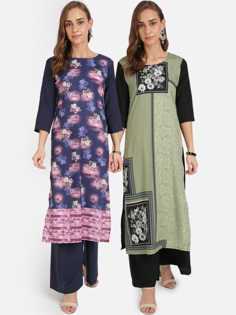 

Florence Multicoloured Floral Printed Crepe Kurta, Multi