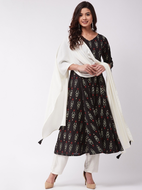 

InWeave Cream-Coloured & Black Solid Dupatta