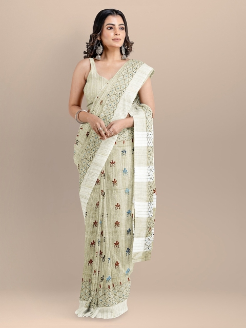 

BharatSthali Beige Silk Cotton Woven Design Taant Saree