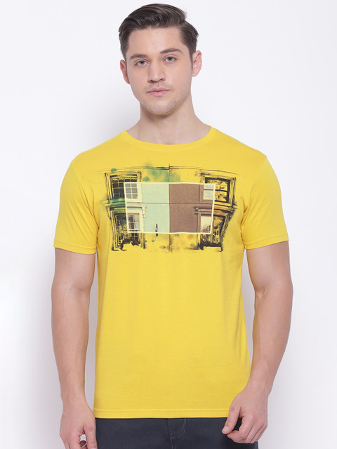 

Pepe Jeans Men Mustard Printed Round Neck T-shirt