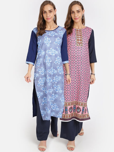 

Florence Pack Of 2 Printed Crepe Kurtas, Blue
