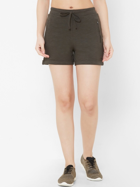 

Juliet Women Olive Green Solid Slim Fit Regular Shorts