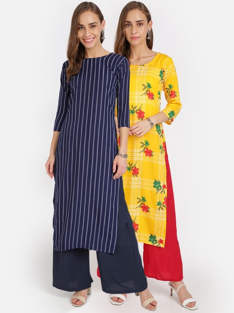 

Florence Multicoloured Striped Crepe Kurta, Multi