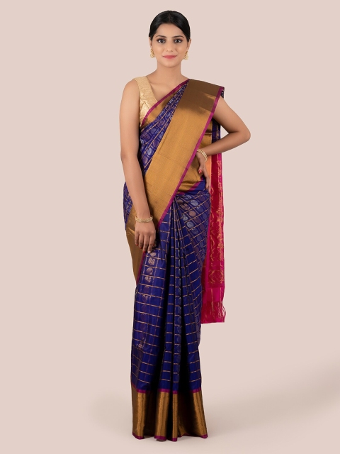 

Pothys Blue & Pink Pure Silk Woven Design Uppada Saree