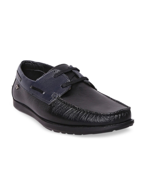 

Lee Cooper Men Black Leather Boat Shoes