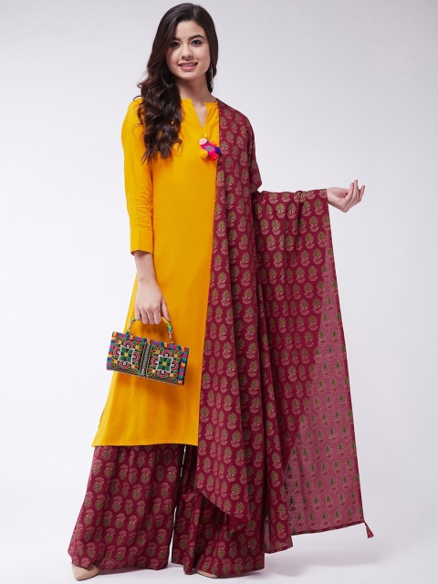 InWeave Maroon & Green Printed Dupatta