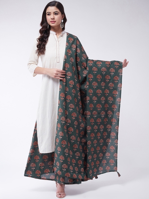 

InWeave Green & Red Printed Dupatta