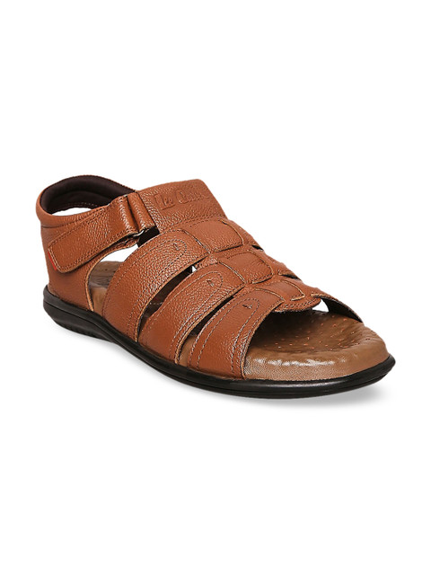 

Lee Cooper Men Tan Brown Leather Comfort Sandals