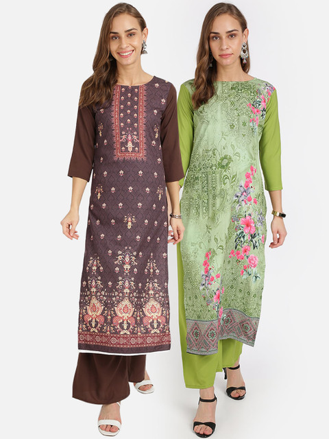 

Florence Pack Of 2 Floral Printed Crepe Kurta, Multi