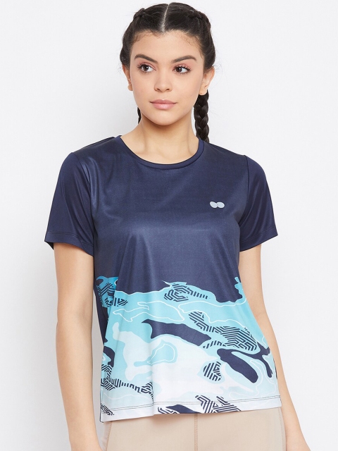 

Clovia Women Navy Blue Printed Round Neck T-shirt