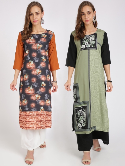 

Florence Women Multicoloured Set of 2 Printed Straight Kurta, Multi