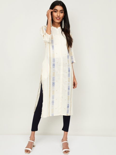 

Melange by Lifestyle Off White Embroidered Extended Sleeves Kurta