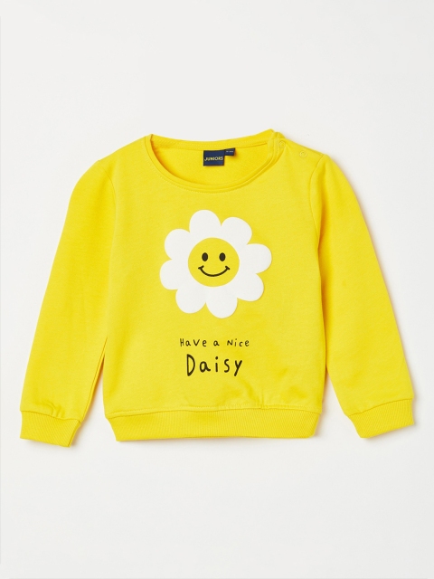 

Juniors by Lifestyle Girls Yellow & White Printed Sweatshirt