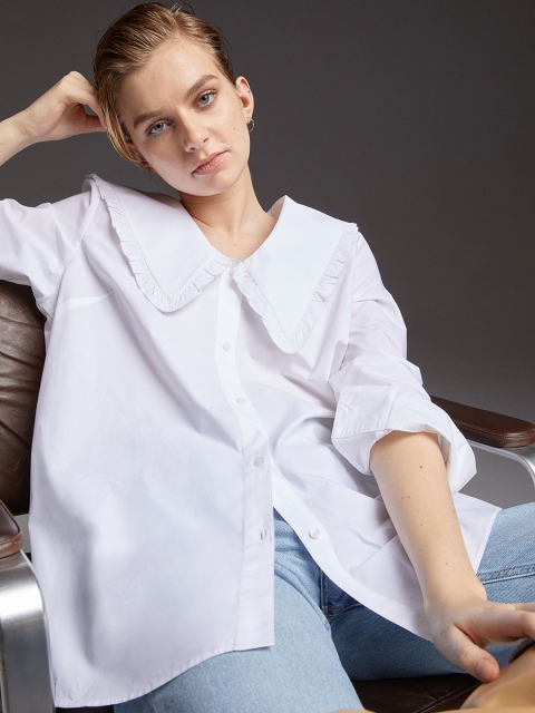 

H&M Women White Cotton Solid Top