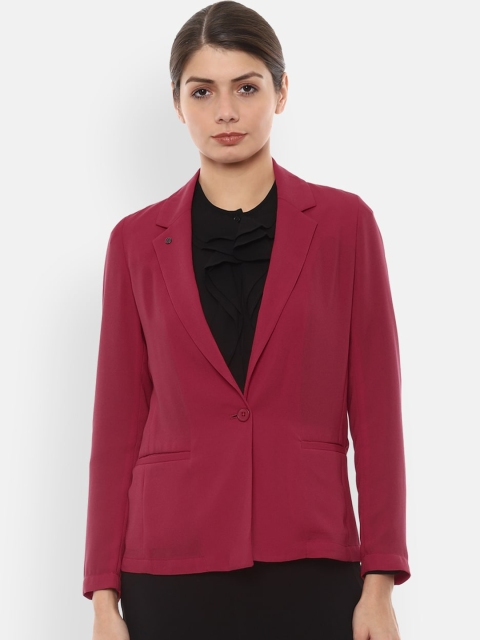 

Van Heusen Women Pink Solid Single-Breasted Formal Blazer