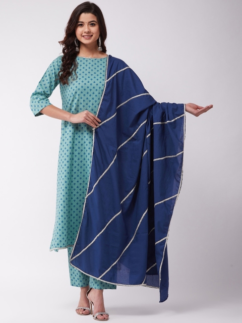 

InWeave Blue & Silver-Coloured Embroidered Dupatta