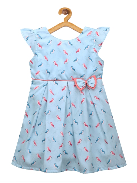 

The Magic Wand Girls Blue Printed Fit and Flare Dress