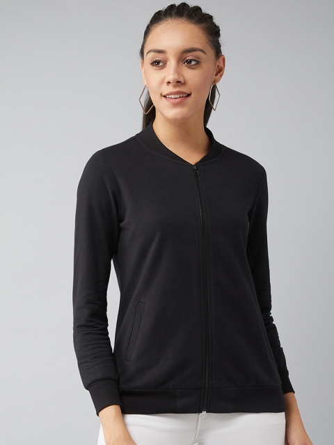 

DOLCE CRUDO Women Black Solid Sporty Jacket