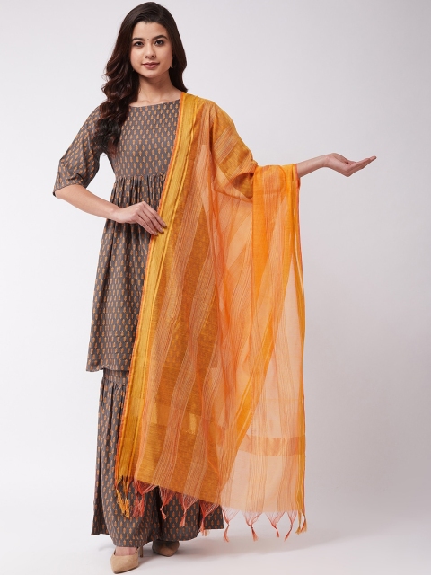 

InWeave Orange & Red Striped Dupatta