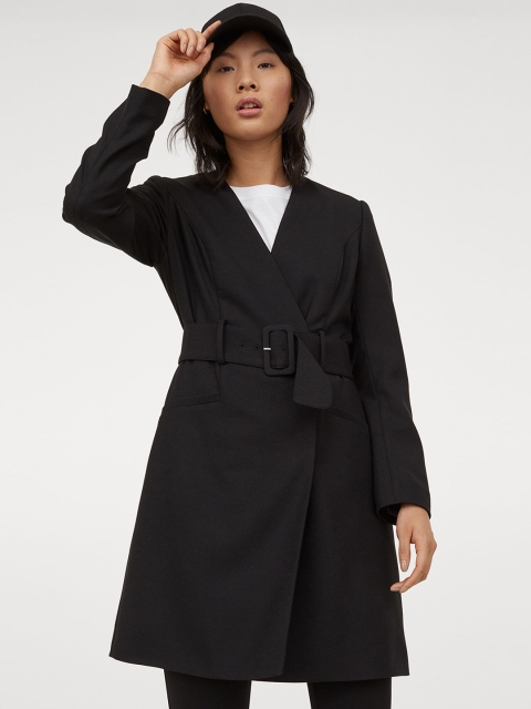 

H&M Women Black Solid Belted Dress