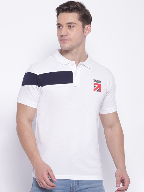 

Pepe Jeans Men White Colourblocked Polo Collar T-shirt