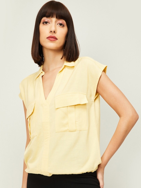 

CODE by Lifestyle Women Yellow Solid Shirt Style Top