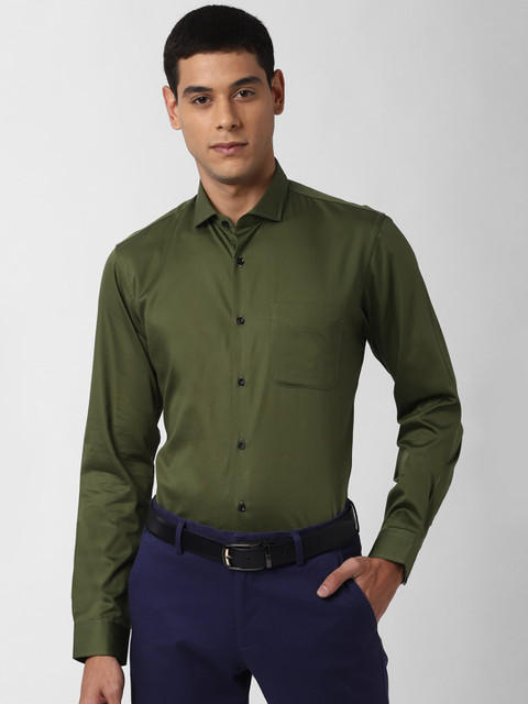 

Peter England Men Olive Green Slim Fit Solid Formal Shirt