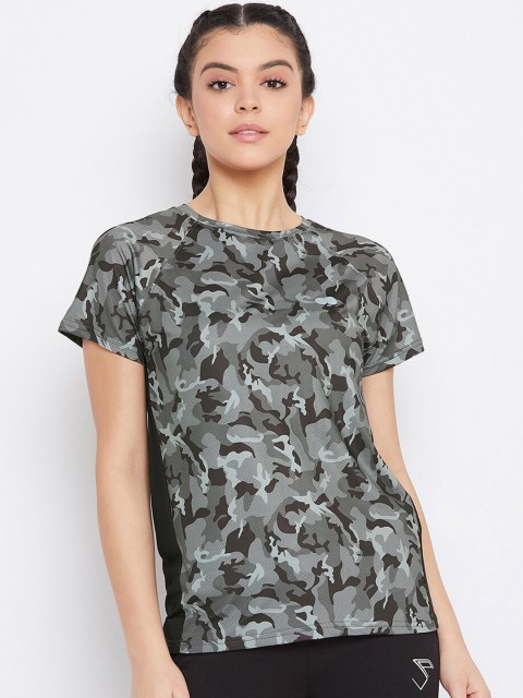 

Clovia Women Grey Printed Round Neck T-shirt