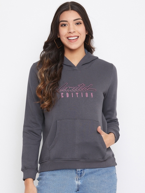 

Nun Women Grey & Pink Printed Hooded Sweatshirt