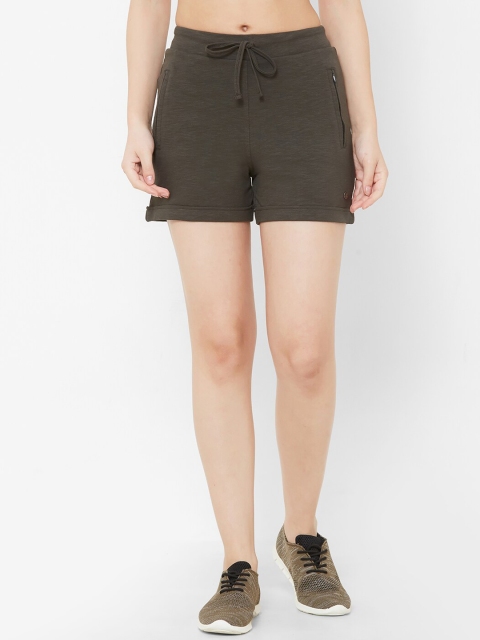 

Juliet Women Olive Green Solid Slim Fit Regular Shorts