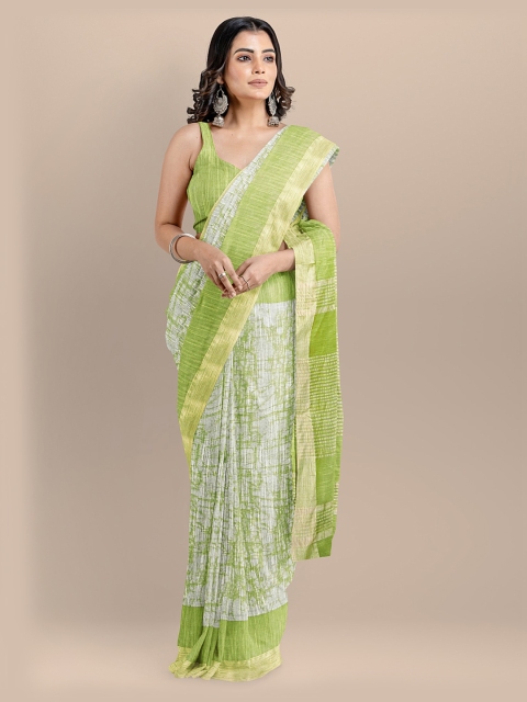 

BharatSthali Green Silk Cotton Printed Narayan Peth Saree