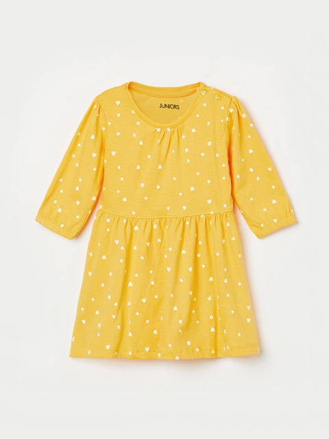 

Juniors by Lifestyle Girls Yellow Printed Fit and Flare Dress