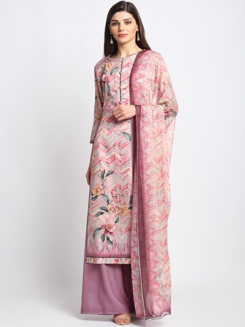 

Stylee LIFESTYLE Pink Cotton Blend Unstitched Dress Material