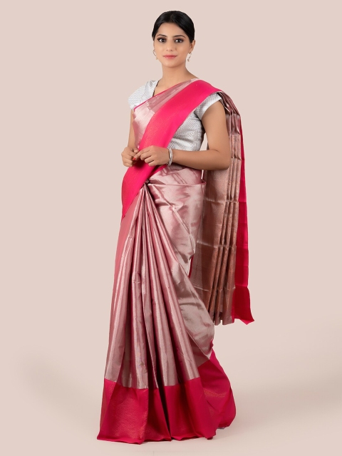 

Pothys Pink Pure Silk Solid Mysore Silk Saree