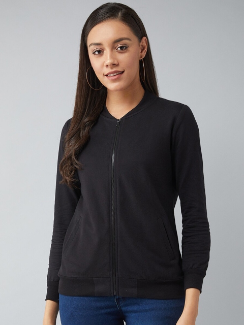 

DOLCE CRUDO Women Black Solid Cotton Sporty Jacket
